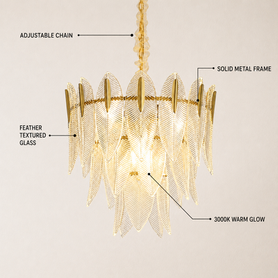 Marilyn Glass Feathers Round Chandelier
