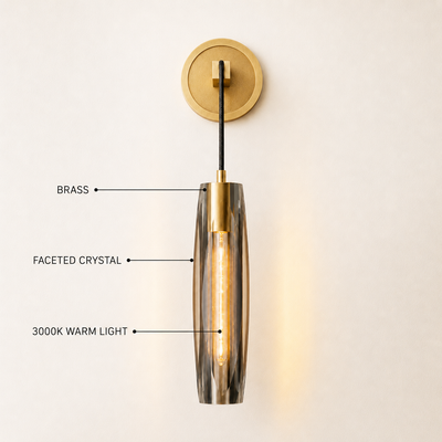 Virelle Smoke Crystal Wall Sconce