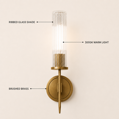 Bellmere 1 Lights Glass Wall Sconce
