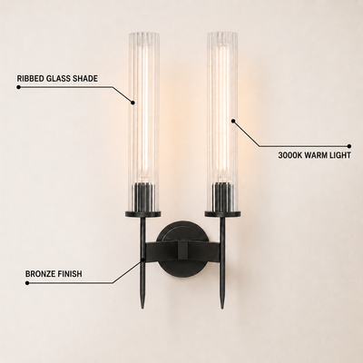 Bellmere 2 Lights Glass Wall Sconce