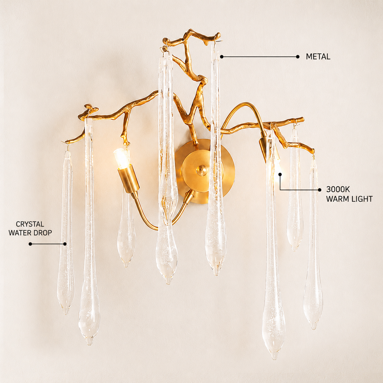 Nivalia Crystal Branch Wall Sconce