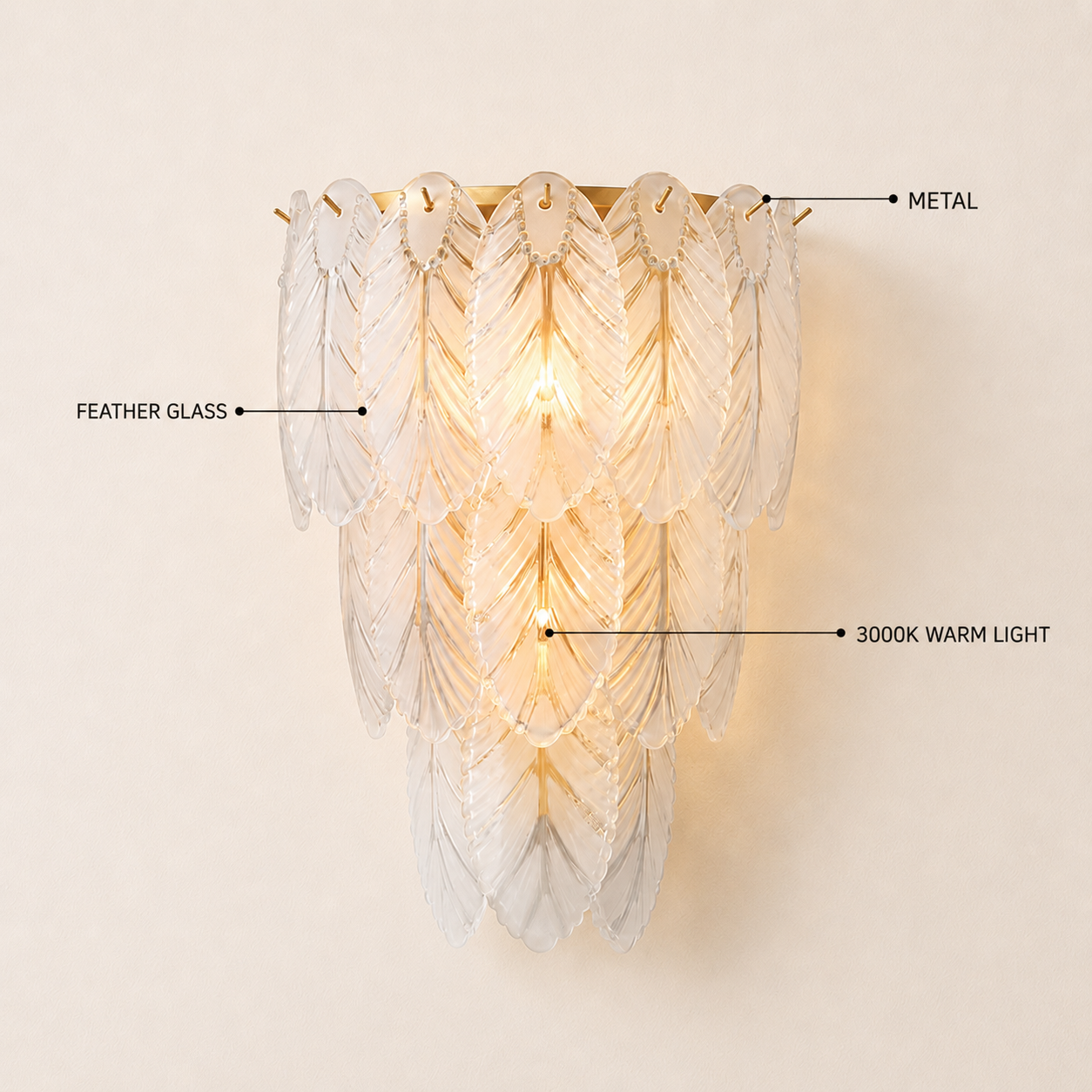 Aveline Crystal Feather Wall Sconce