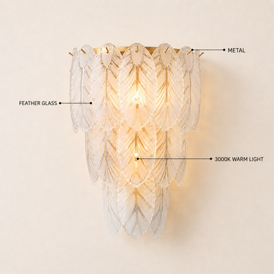 Aveline Crystal Feather Wall Sconce