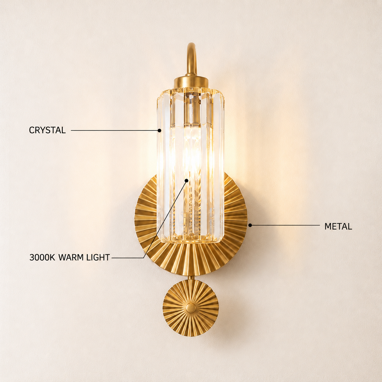 Plicate Crystal Wall Sconce