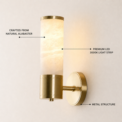 Aventra Alabaster Cylindrical Wall Sconce
