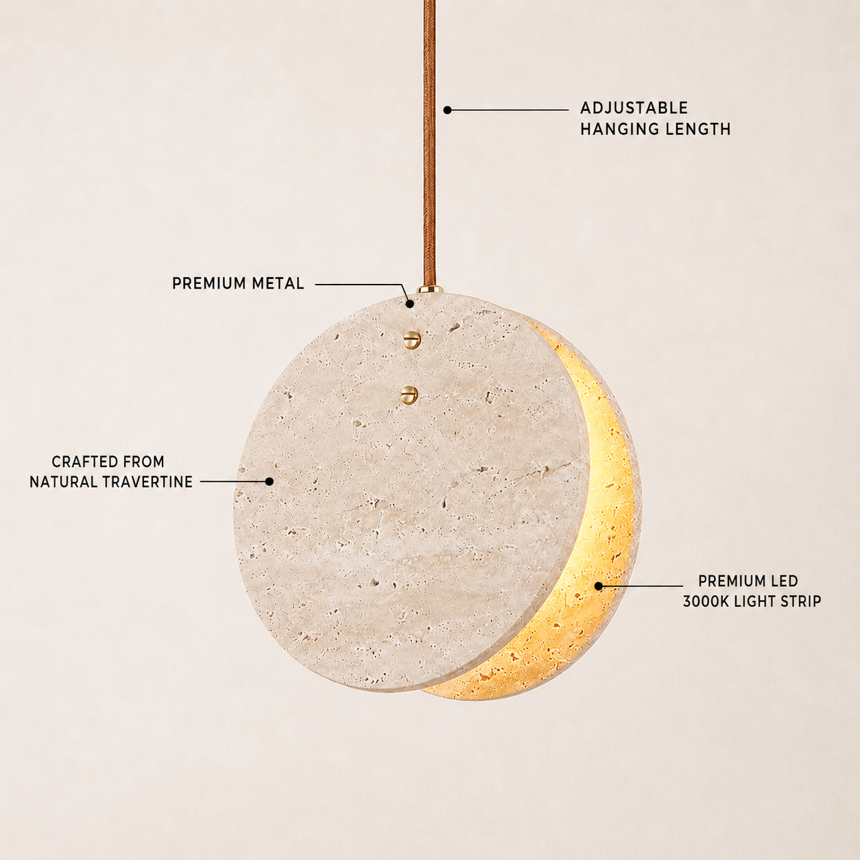 Xaloria Travertine Disc Pendant Light