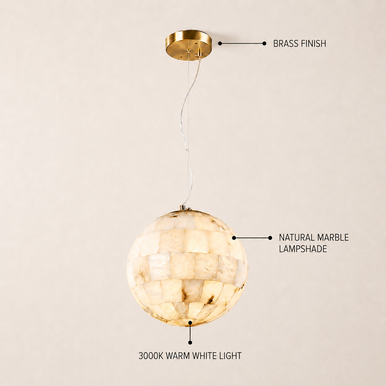 Disco Ball Alabaster Pendant Light
