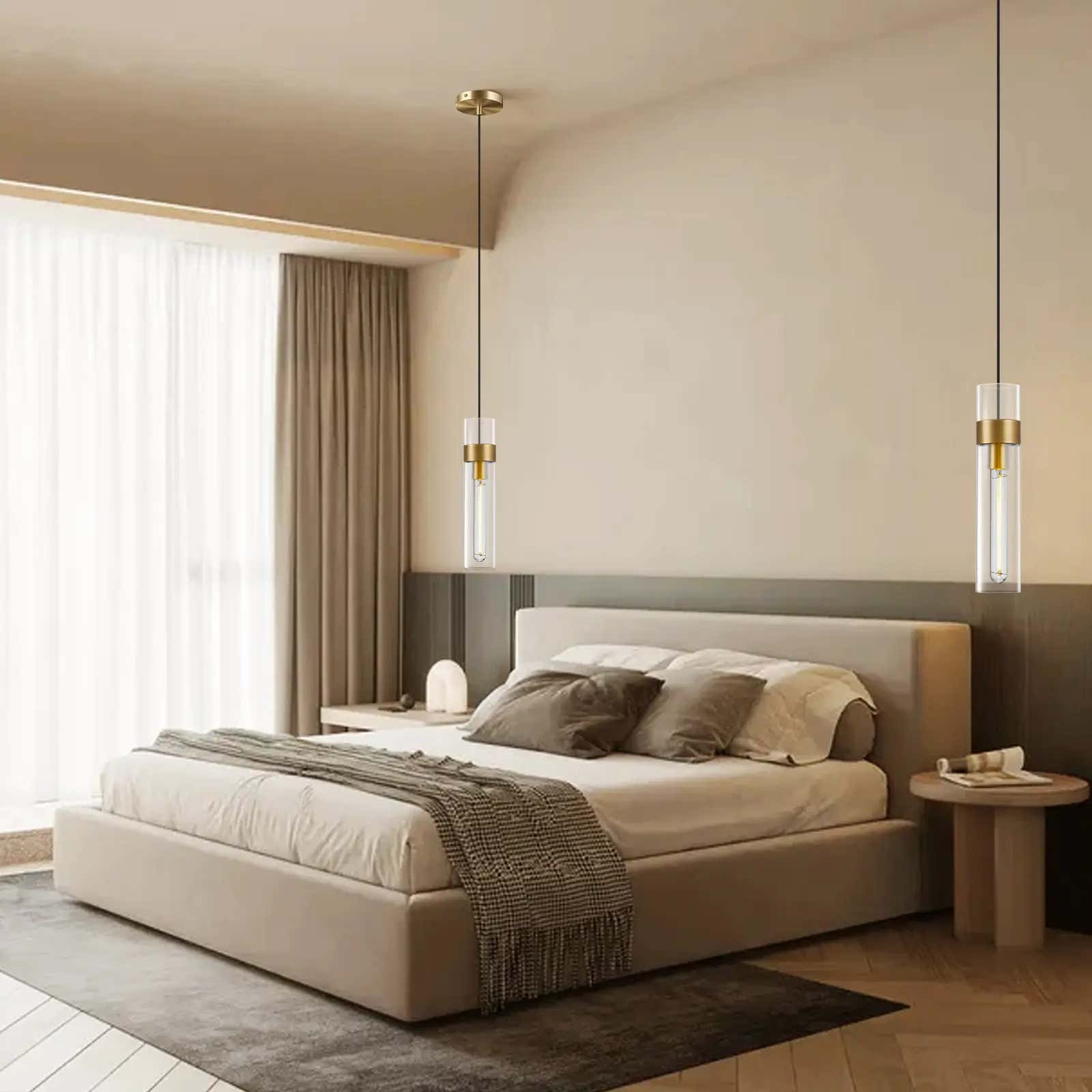 Cylora Glass Tube Pendant 4"H#Finish_Gold