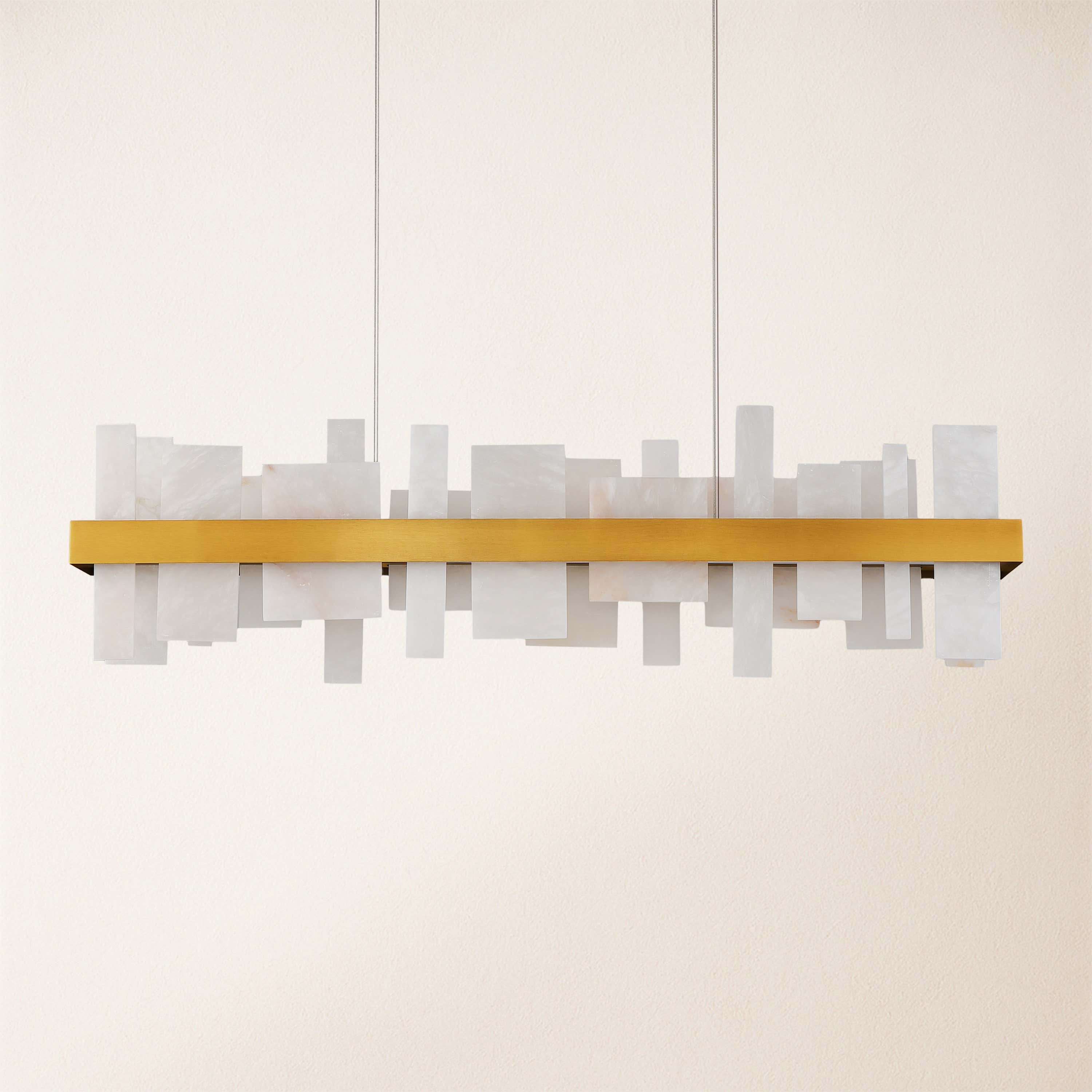 Nocturne Alabaster Rectangular Chandelier 48"