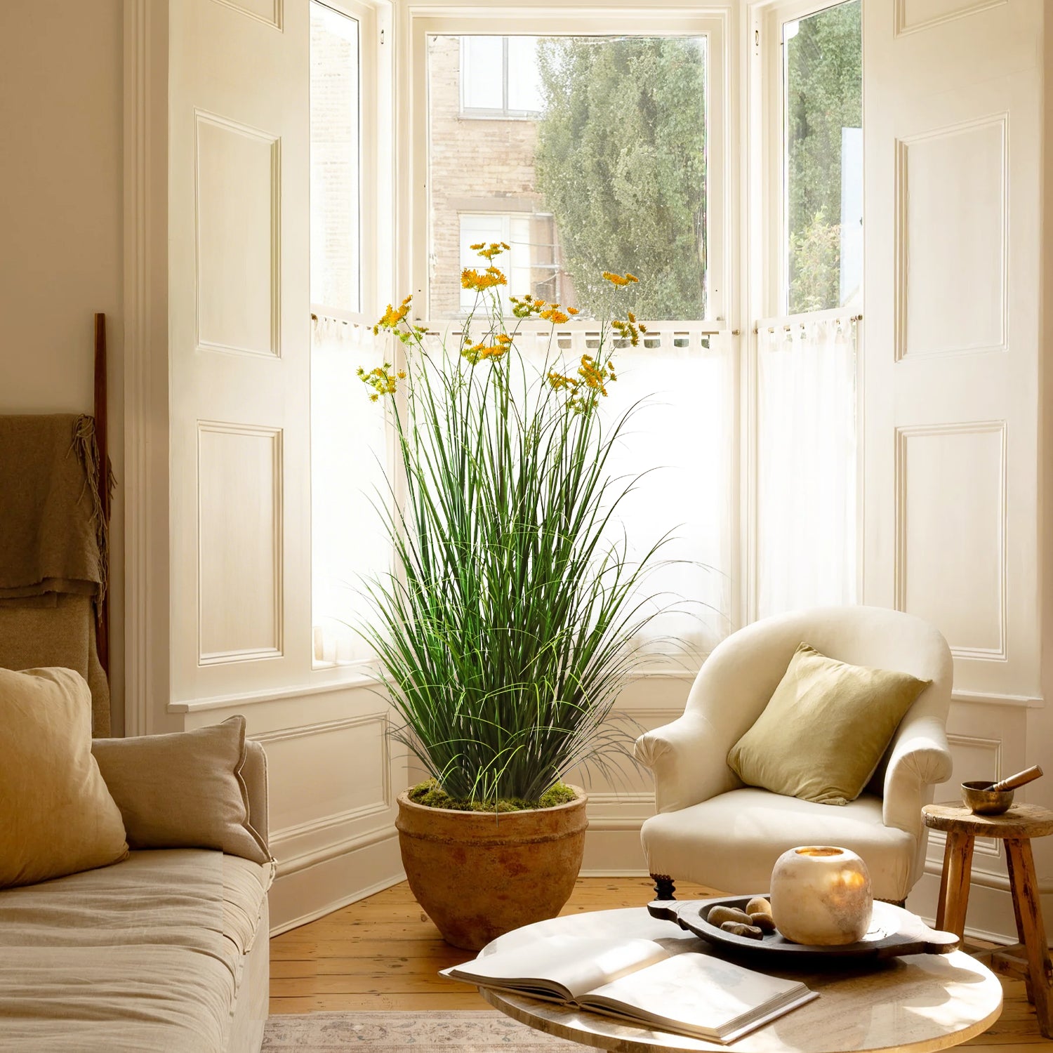 Artificial 18-Head Carrot Flower with Curved Onion Grass Bonsai  170cm H