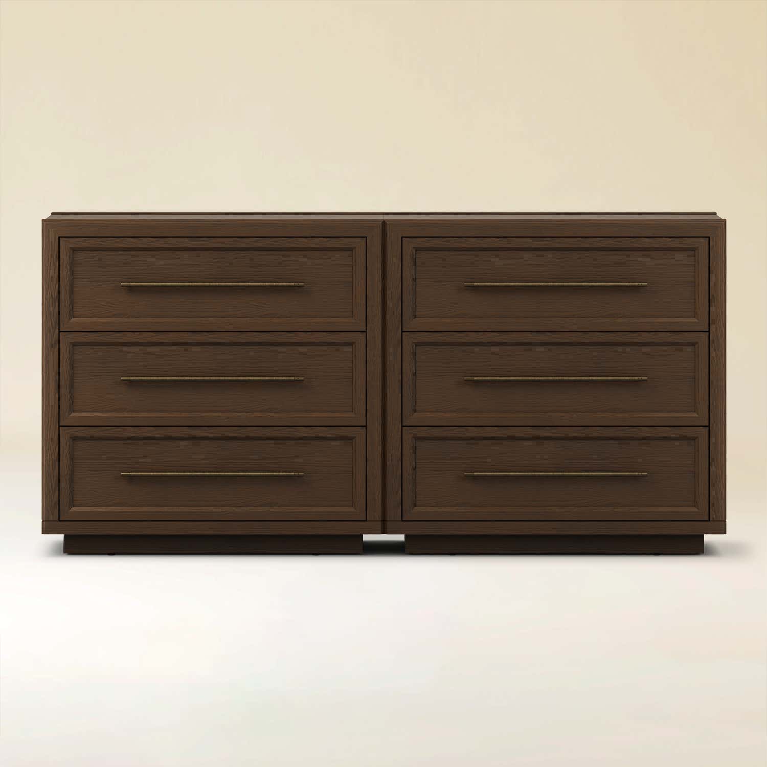 Alvar 63″ Oak 6-Drawer Chest(Set of 2)