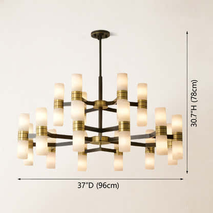 Moral Alabaster Round chandelier 37"D#Finish_Gold