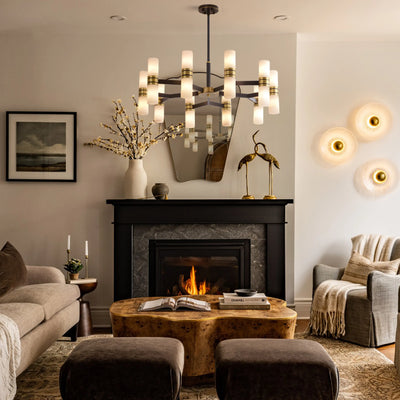 Moral Alabaster Round chandelier 33"D#Finish_Gold