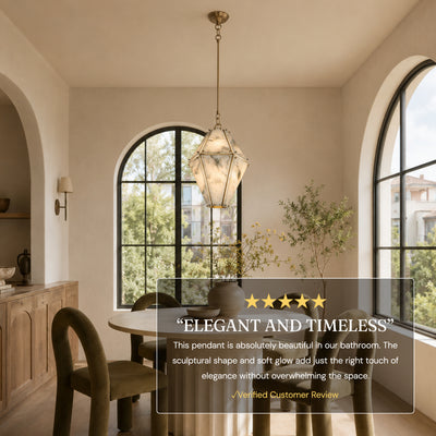 Pietra Marble Faceted Lantern Chandelier 13.7"D