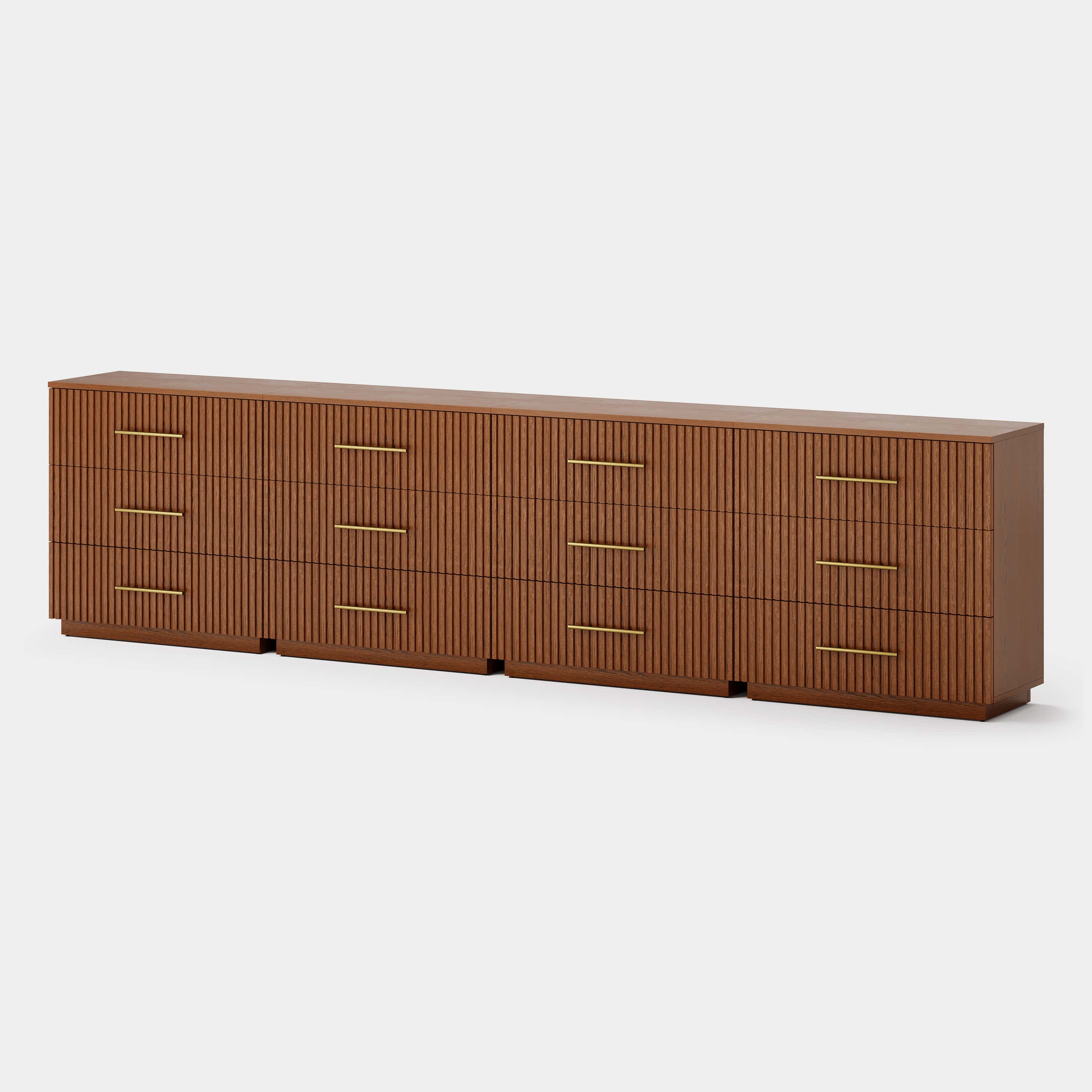 Holt 126" Oak 12-Drawer Chest(Set of 4)