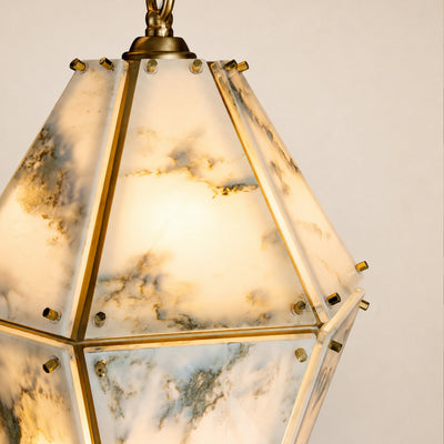 Pietra Marble Faceted Lantern Chandelier 13.7"D