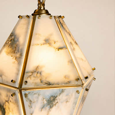 Pietra Marble Geometric Pendant 13.7"D