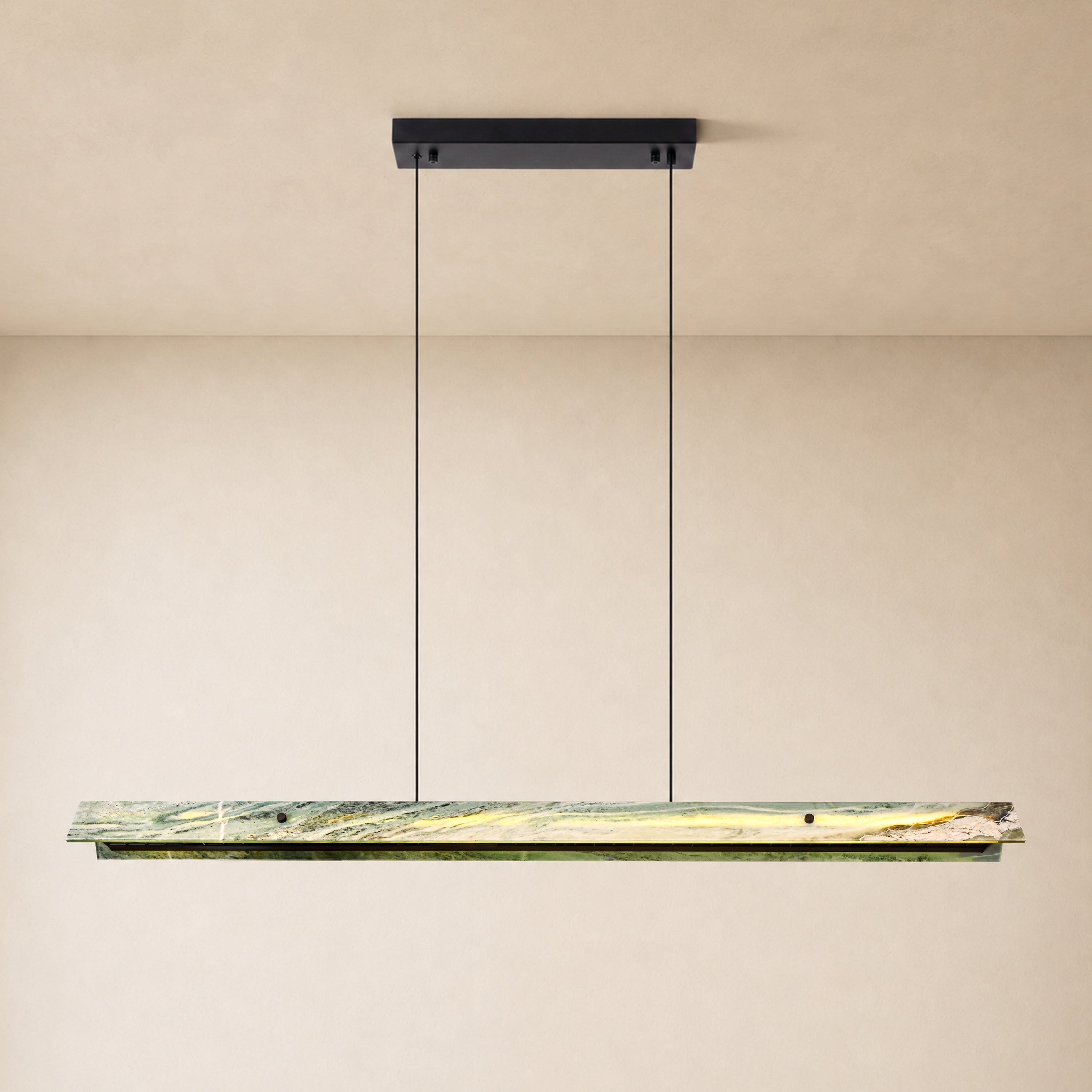 Pietra Green Marble Linear Chandelier 49"D