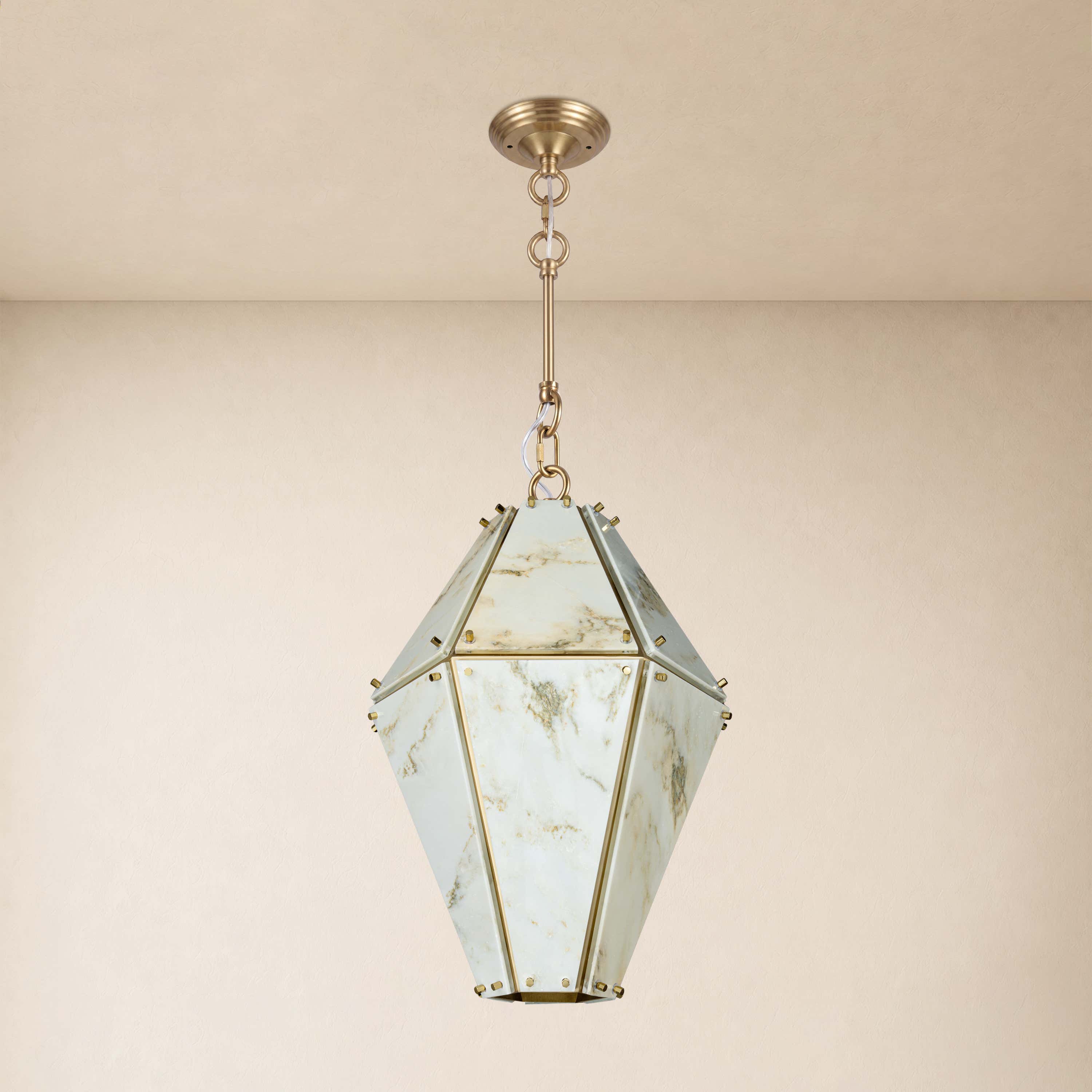 Pietra Marble Geometric Pendant 13.7"D