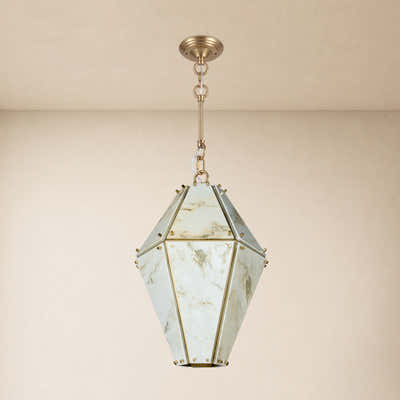 Pietra Marble Geometric Pendant 13.7"D