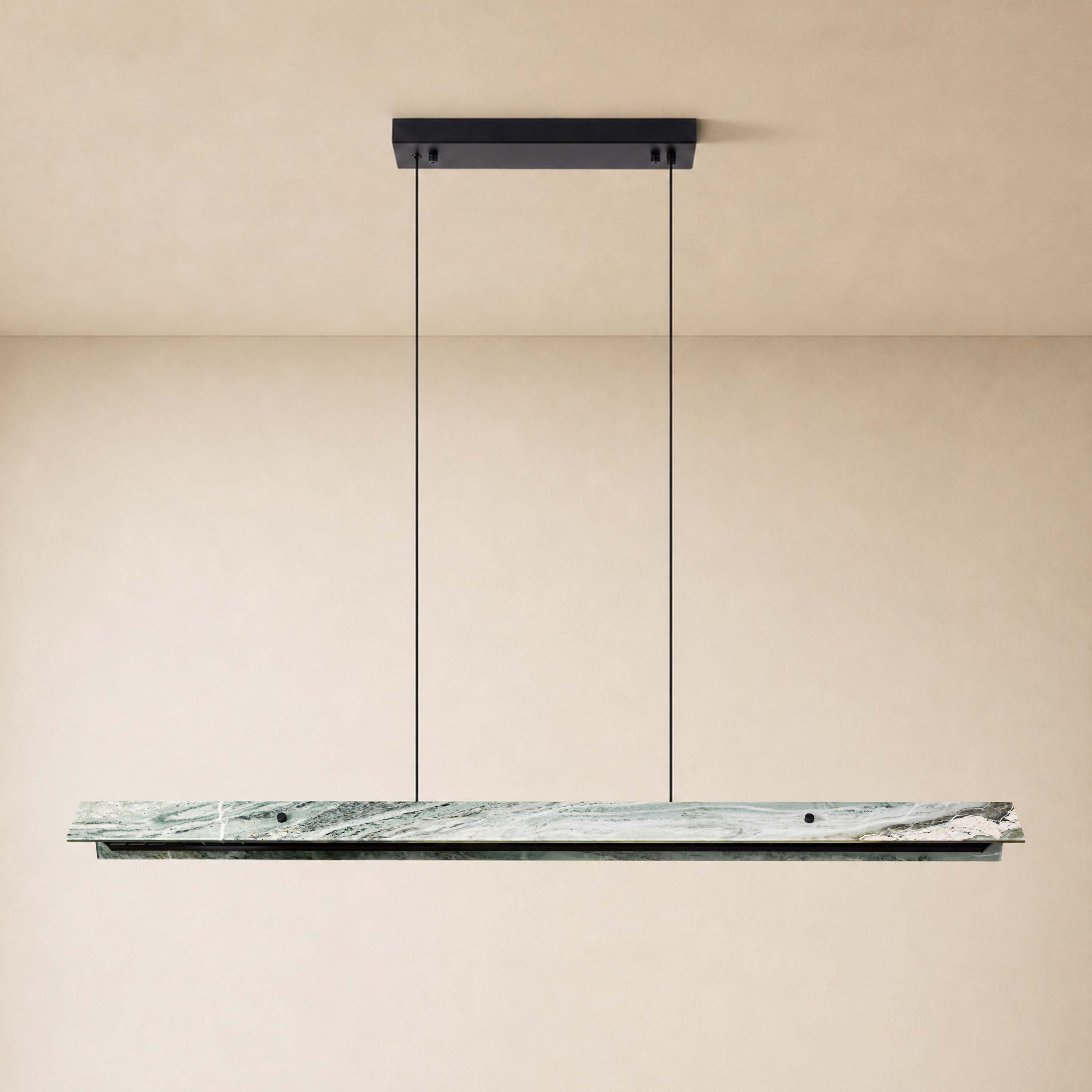 Pietra Green Marble Linear Chandelier 31.4"D