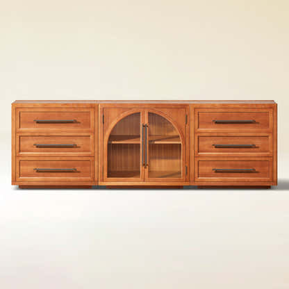 Alvar Arched 91″ Oak Modular Media Console(Set of 3)