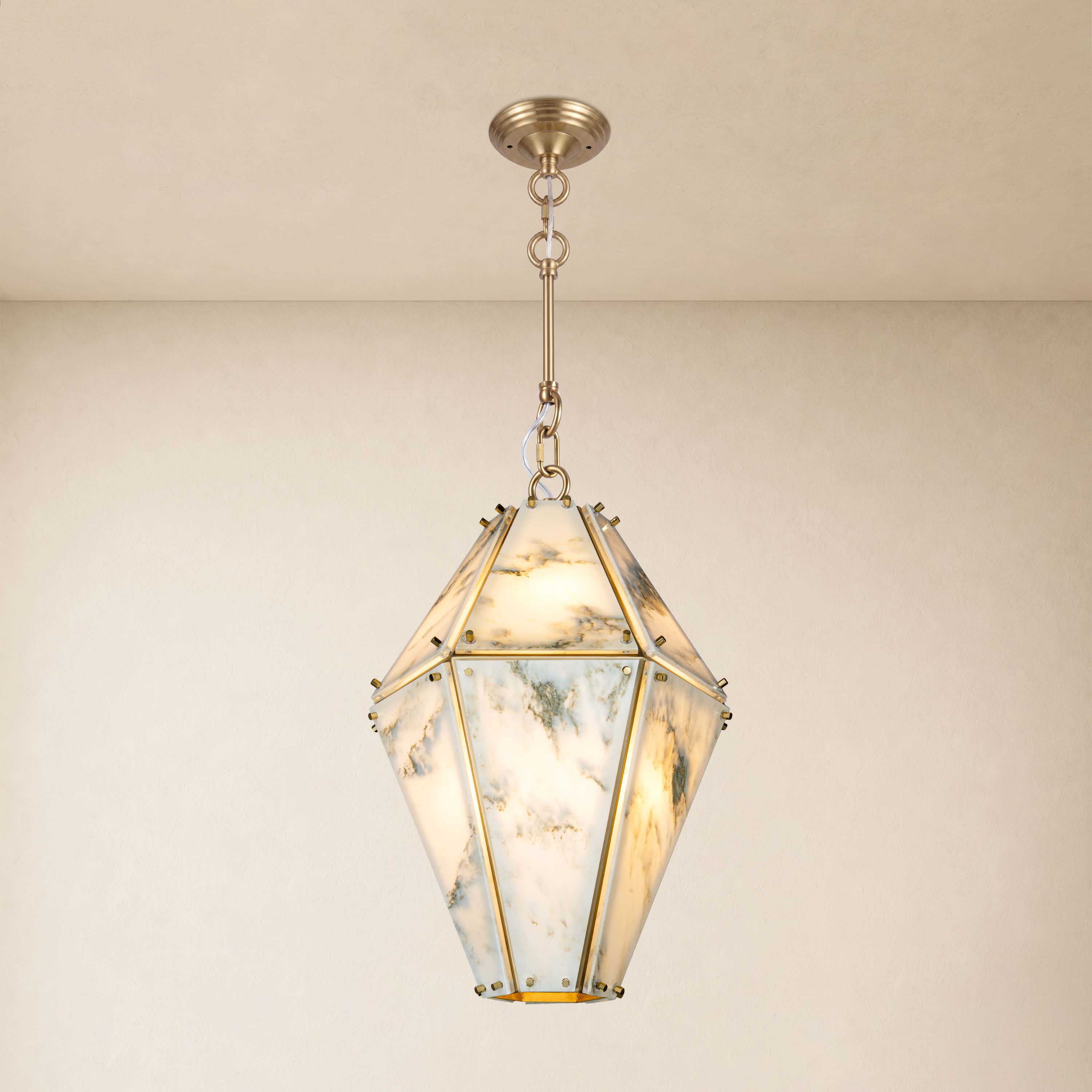 Pietra Marble Geometric Pendant 13.7"D