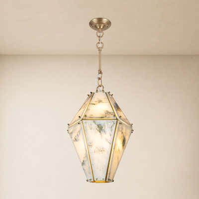 Pietra Marble Geometric Pendant 13.7"D