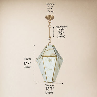 Pietra Marble Faceted Lantern Chandelier 13.7"D