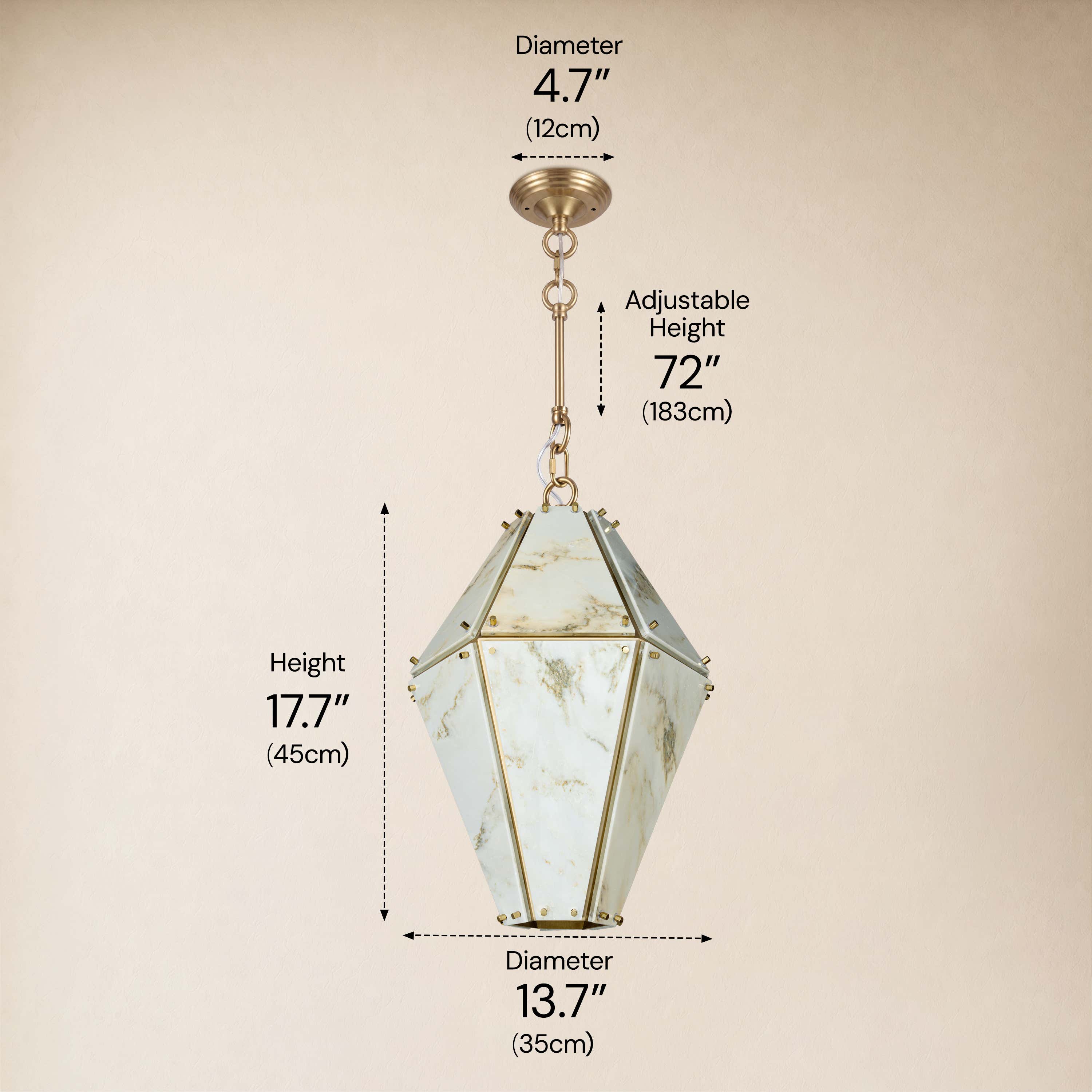Pietra Marble Geometric Pendant 13.7"D