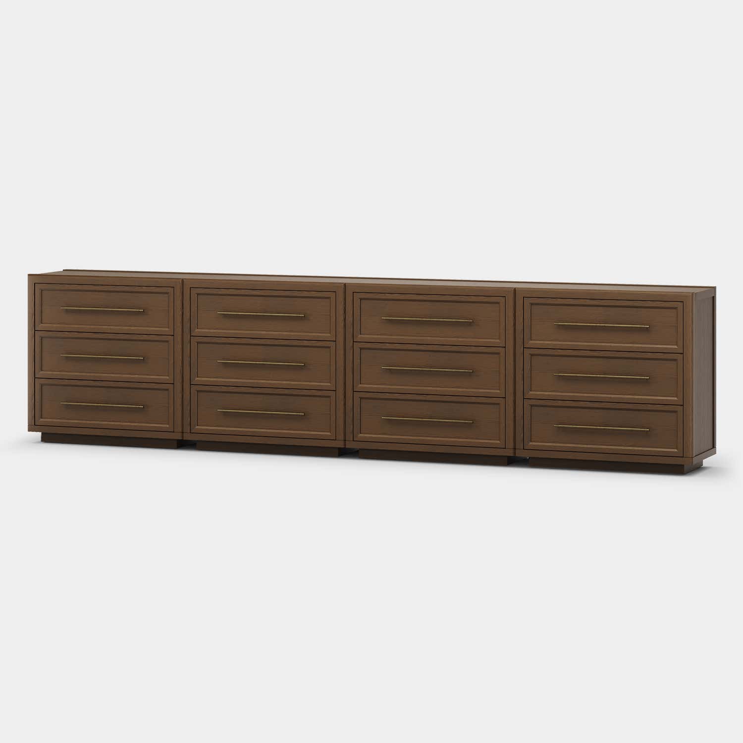 Alvar 126″ Oak 12-Drawer Chest(Set of 4)
