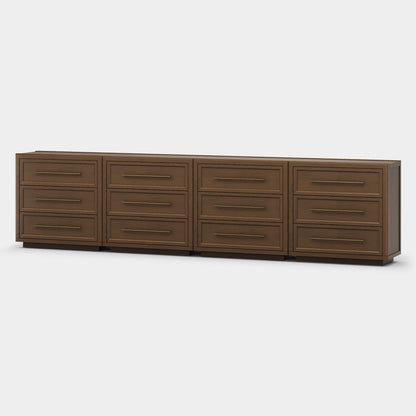 Alvar 126″ Oak 12-Drawer Chest(Set of 4)