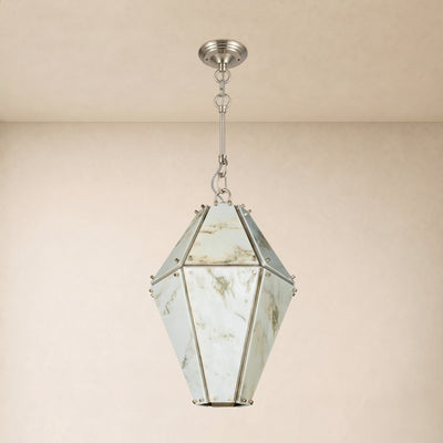 Pietra Marble Faceted Lantern Chandelier 13.7"D