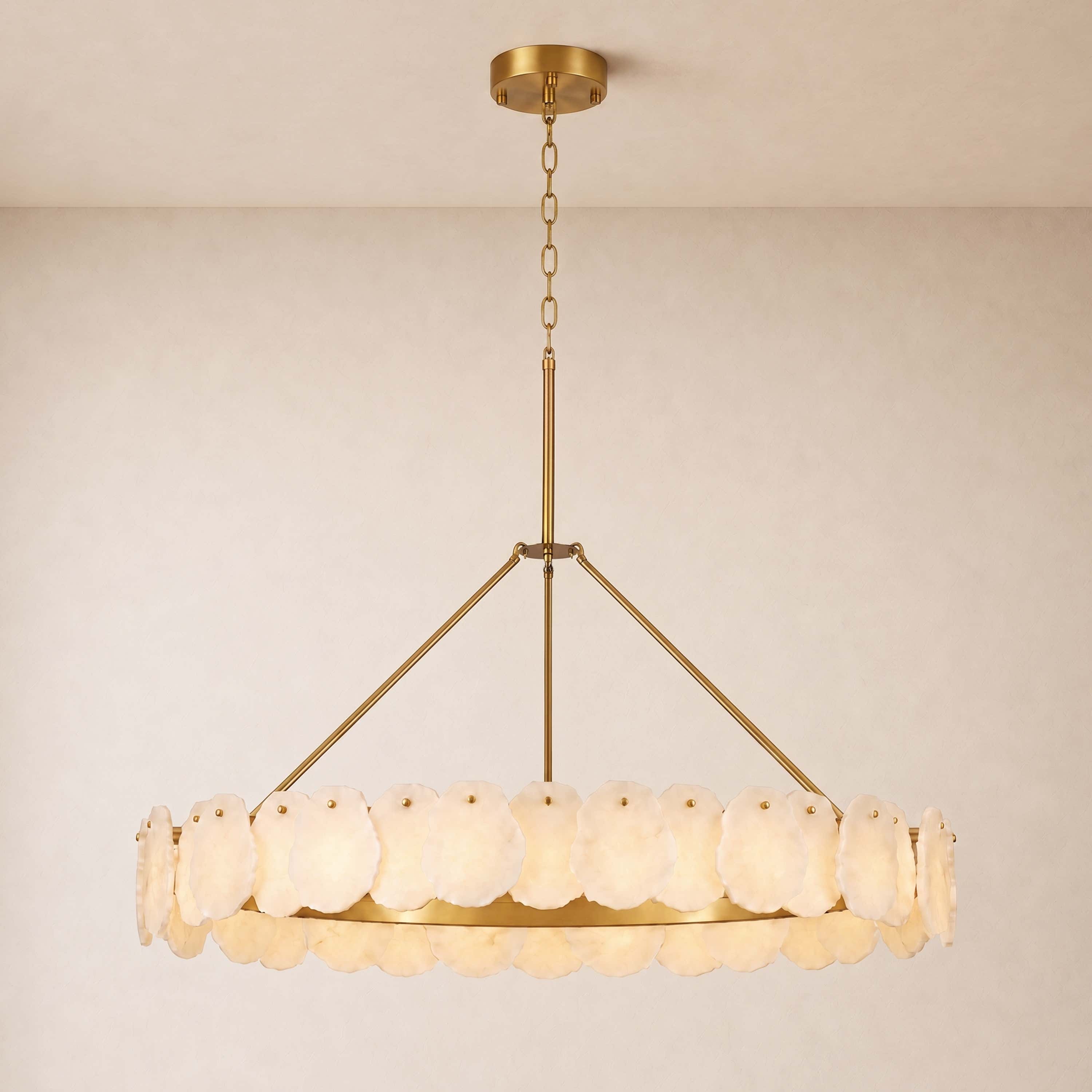 Moira Alabaster Custom Round Chandelier 48"D#Finish_Gold,size_48"