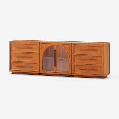 Alvar Arched 91″ Oak Modular Media Console(Set of 3)