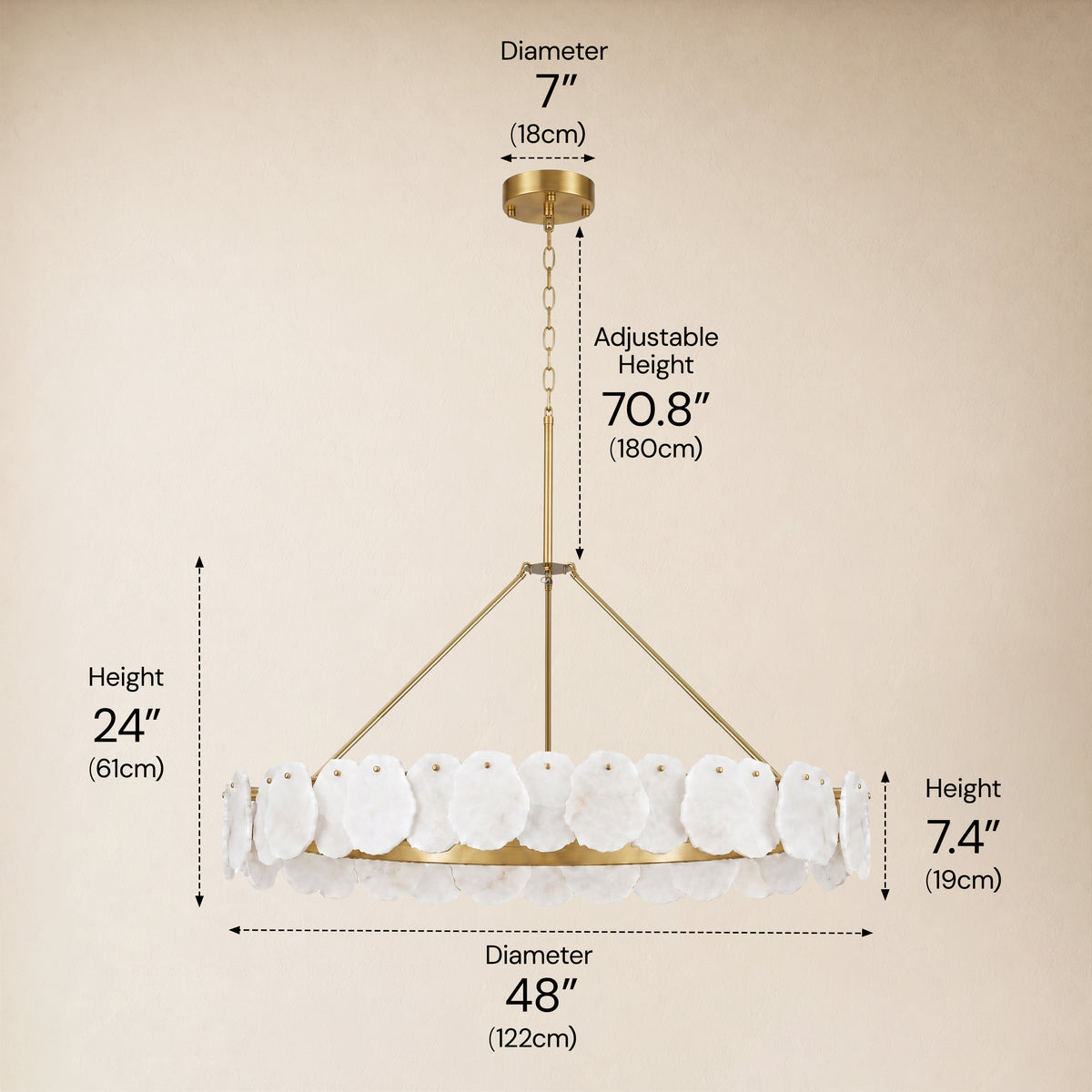 Moira Alabaster Custom Round Chandelier 48"D
