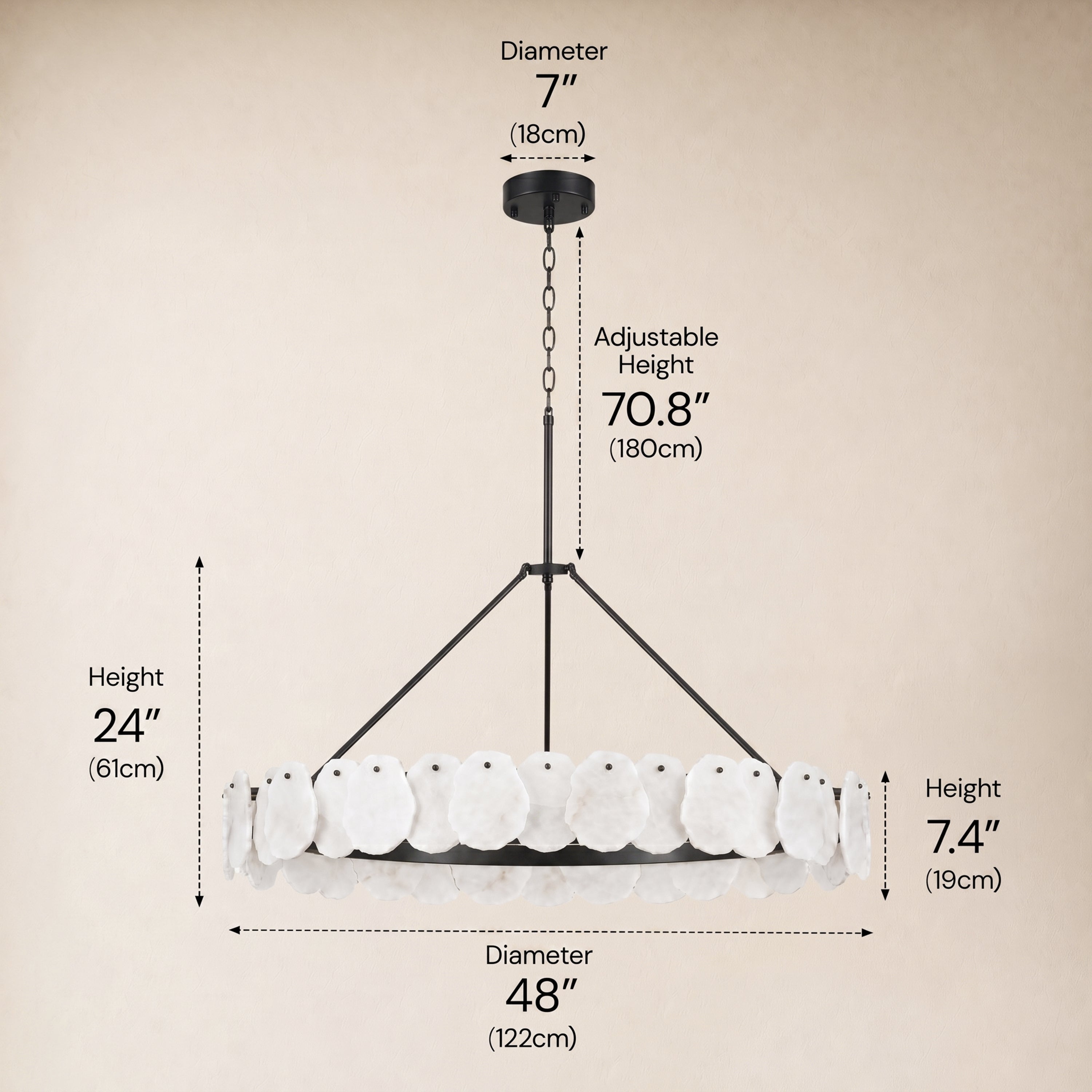 Moira Alabaster Custom Round Chandelier 48"D