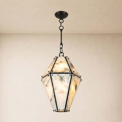 Pietra Marble Geometric Pendant 13.7"D