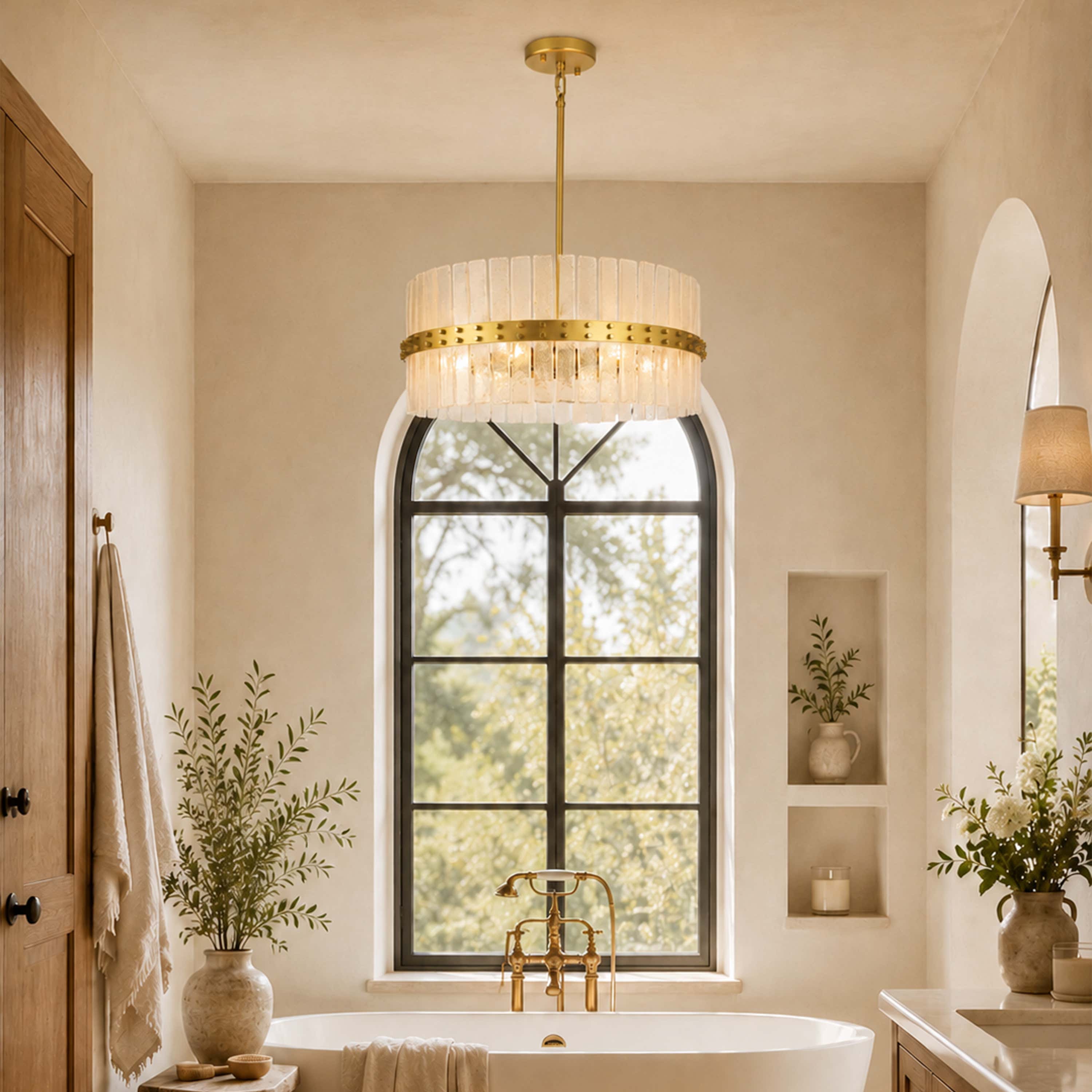 Mariselle Bubble Glass Round Chandelier 28"D