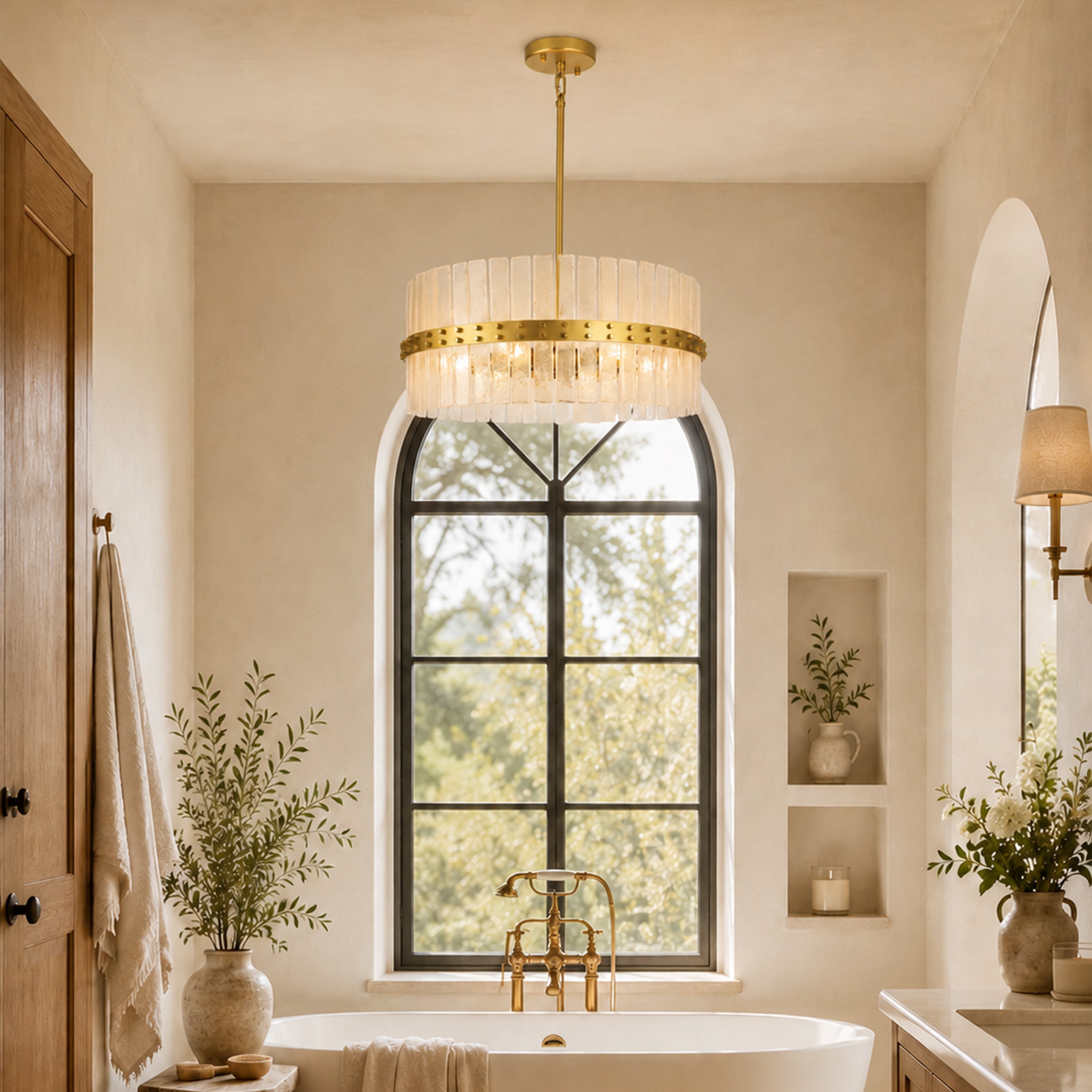 Mariselle Bubble Glass Round Chandelier 28"D