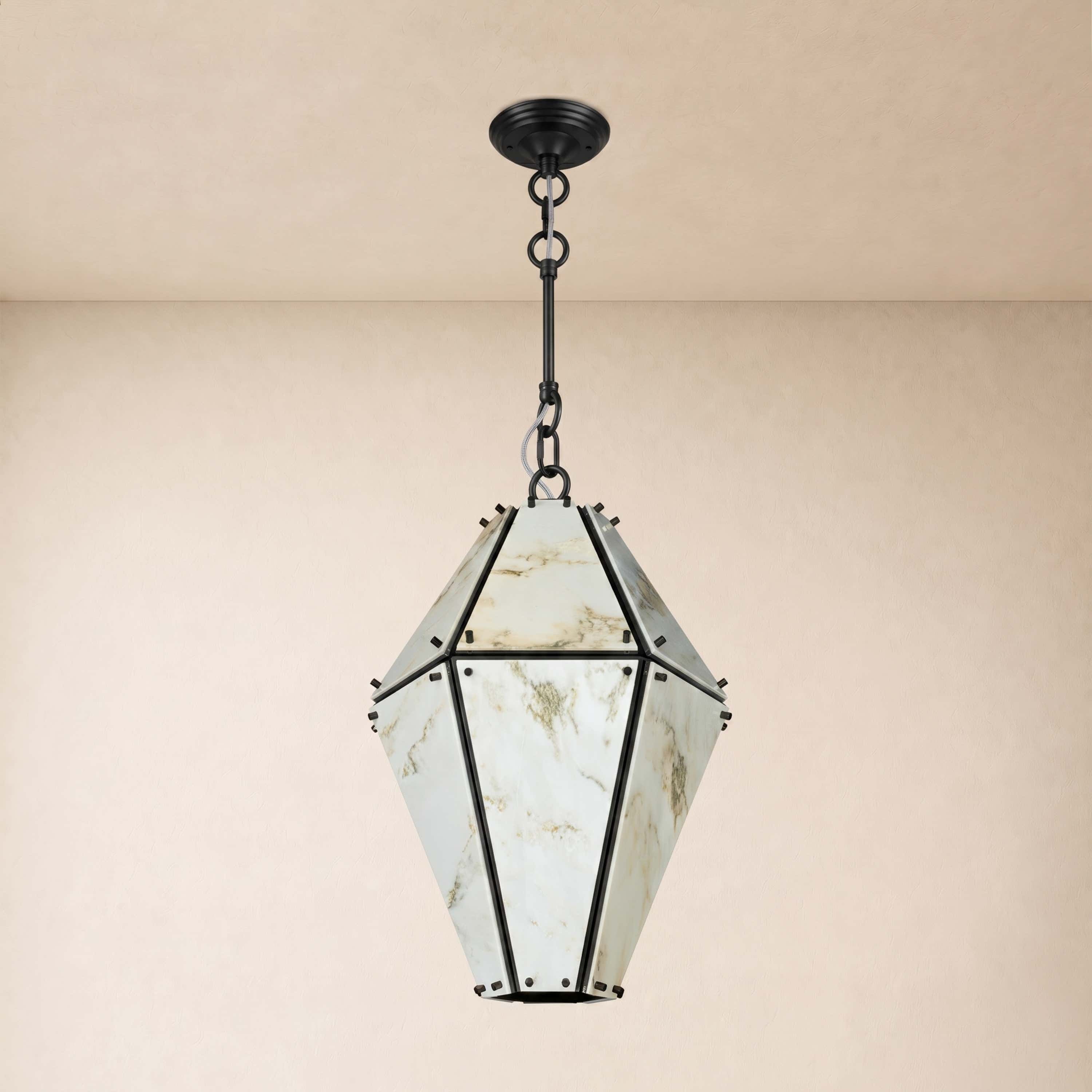 Pietra Marble Geometric Pendant 13.7"D