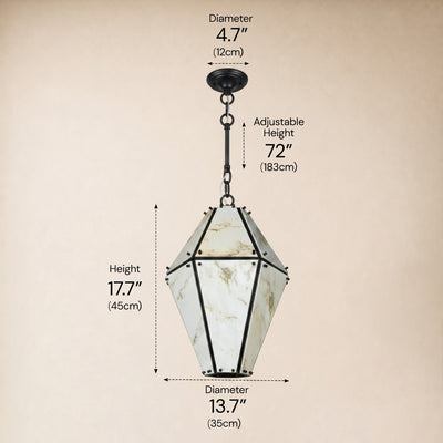 Pietra Marble Faceted Lantern Chandelier 13.7"D