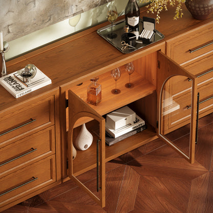 Alvar Arched 94.5″ Oak Modular Media Console(Set of 3)