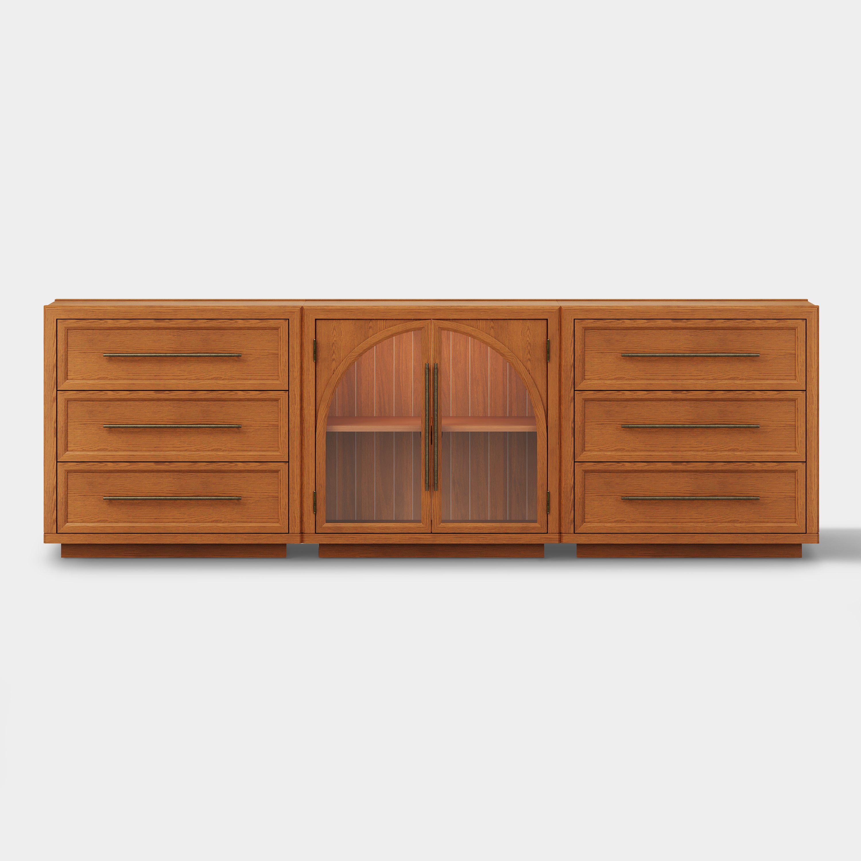 Alvar Arched 94.5″ Oak Modular Media Console(Set of 3)