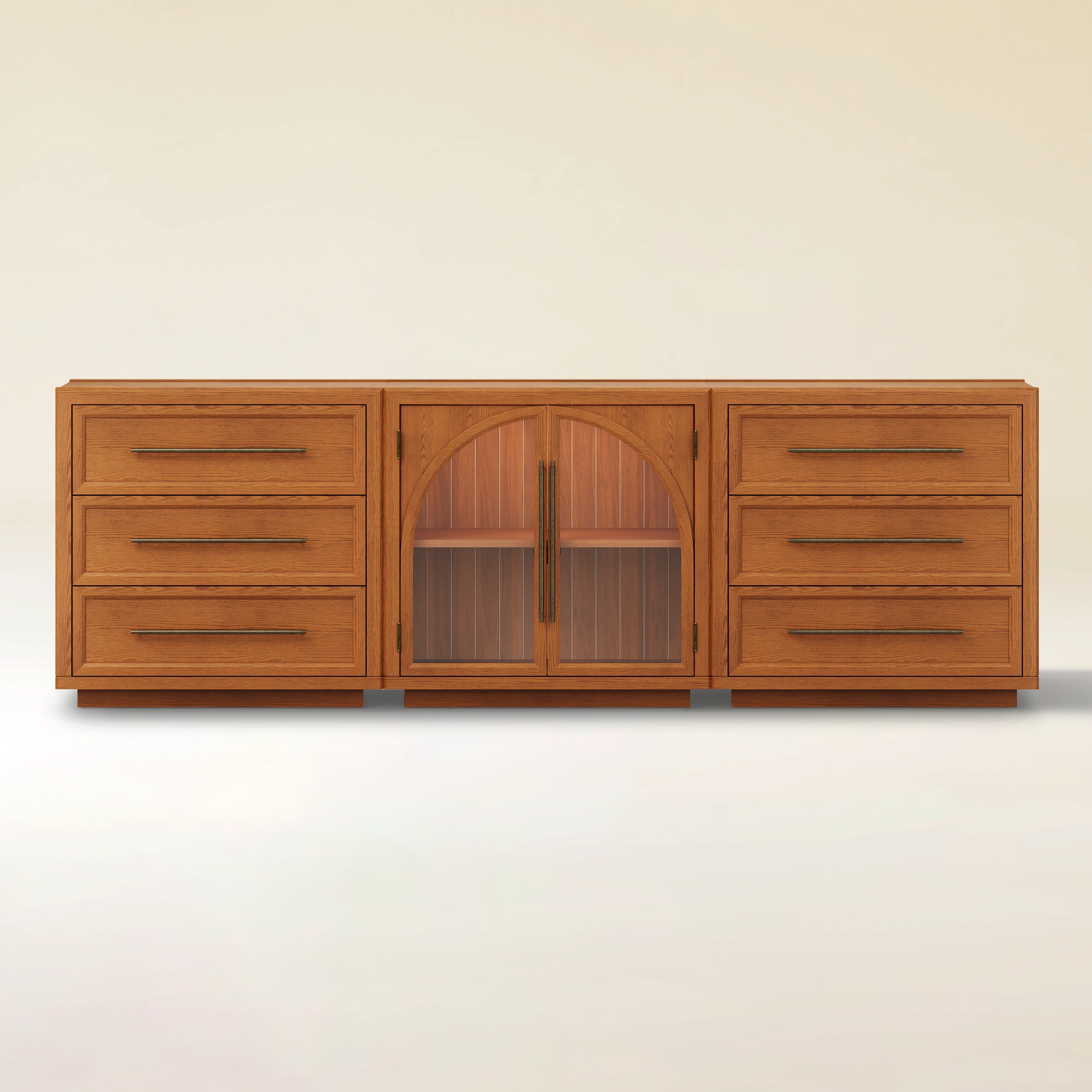 Alvar Arched 94.5″ Oak Modular Media Console(Set of 3)