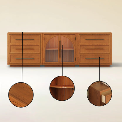 Alvar Arched 94.5″ Oak Modular Media Console(Set of 3)