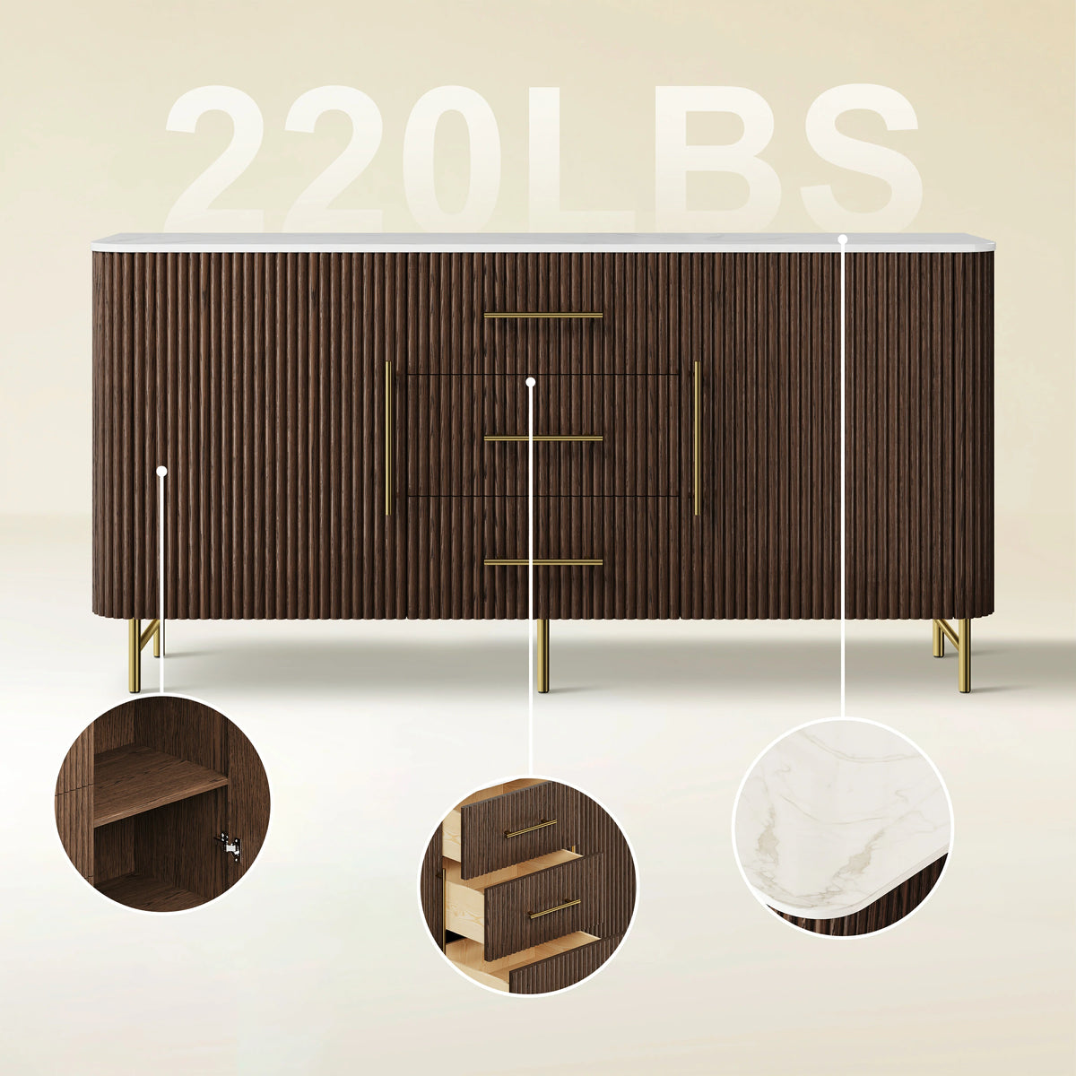 Riley Oak Sideboard 67"W