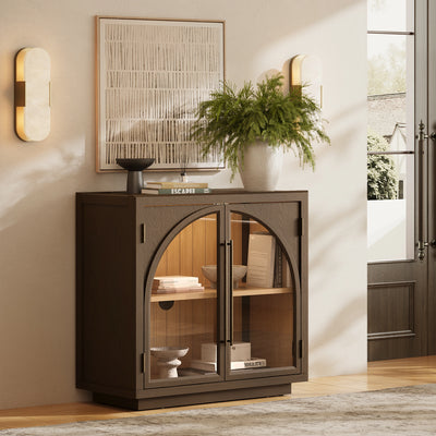 Alvar Arched 91″ Oak Media Console(Set of 3)