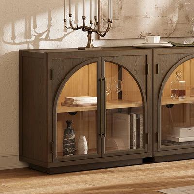 Alvar Arched 61″ Oak Media Console(Set of 2)