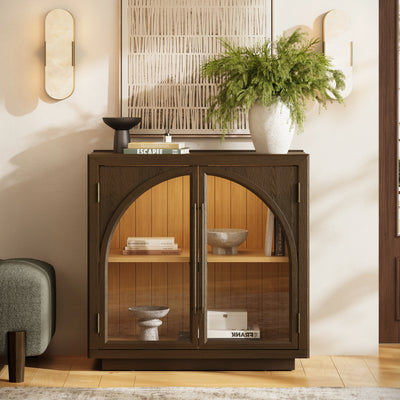 Alvar Arched 121″ Oak Media Console(Set of 4)